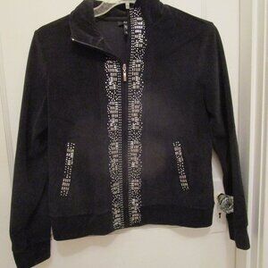 Dress jacket with silver bead trim; by KAKTUS; size L; black